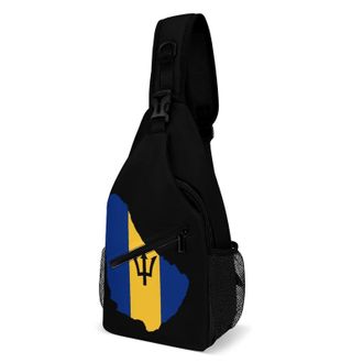 Generic Flag Map of Barbados Unisex Shoulder Bags Casual Crossbody Chest Bag Sling Backpack for Hiking Cycling Travel