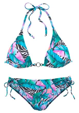 Vivance Triangel-Bikini VIVANCE, Damen, Gr. 34, Cup C/D, bunt (schwarz, bunt), Polyamid, Animalprint, bedruckt, Bikini-Sets Triangel-Bikini, mit Animaldruck u