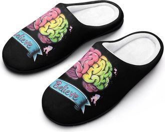 Generic Believe - Brain Cancer Womens Slippers Warm House Slippers Indoor House Shoes with Anti-Skid Rubber Sole