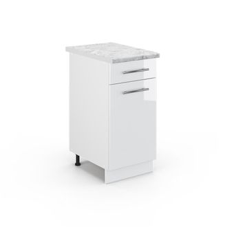Vicco Mueble Bajo De Cocina Fame-line, Blanco Alto Brillo, 40 Cm, Et M&aacute;rmol