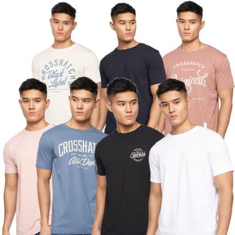 Crosshatch Mens 7 Pack of Rapmoore T-Shirts in Multi colour - Multicolour Cotton - Size Small