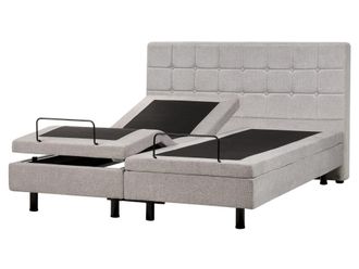 Beliani Cama matrimonial de tejido gris 160x200