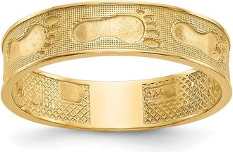 Diamond2Deal 14k Yellow Gold Footprints In The Sand Ring