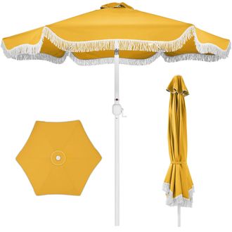 Best Choice Products Best Choice 9ft Fringe Market Umbrella - Boho Patio Sunshade w/ Tilt, UPF50+, Steel Pole for Table, Pool, Deck