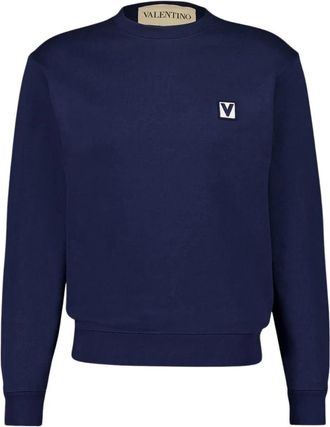 Valentino Garavani Cotton Sweatshirt met Chez Valentino Patch - Heren - Sweatshirts - Blauw - M - Katoen - Hoodies & sweatvesten