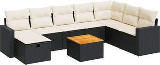 vidaXL Vidaxl - Set Divani da Giardino 9 pz con Cuscini Nero in Polyrattan