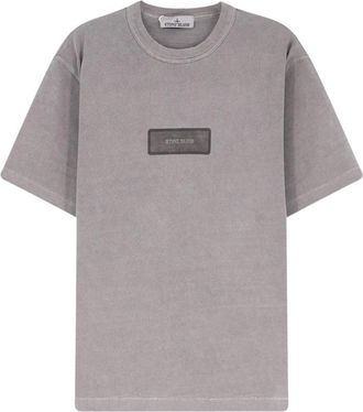 Stone Island T-shirt met ronde hals - Heren - T-shirts - Grijs - XL - Katoen - Tops