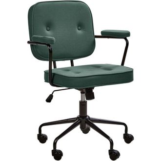 Beliani Beliani - Traditional Office Chair Faux Leather Swivel Adjustable with Armrests Green Pawnee