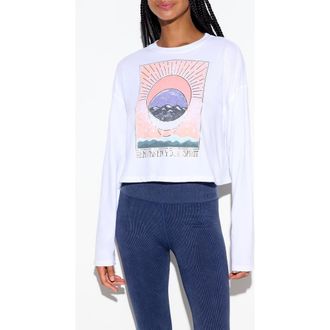 Spiritual Gangster Cosmic Connection Drew Long Sleeve Crop Top in White at Nordstrom, Size X-Large