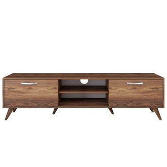 Hanah Home Hanah Home - Mobile tv, 2 ante ribaltabili, 2 nicchie aperte al centro decorato in legno di noce L180 cm
