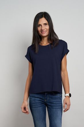 Seidel Moden Kurzarmshirt SEIDEL MODEN Otto exclusiv, Damen, Gr. 34, navy, Jersey, Obermaterial: 94% Viskose, 6% Elasthan, unifarben, normal h&uuml;ftbedeckend, Rundhal