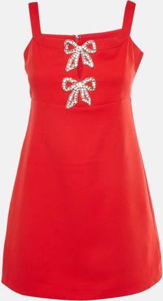 Self Portrait Red Crepe Bow Mini Dress