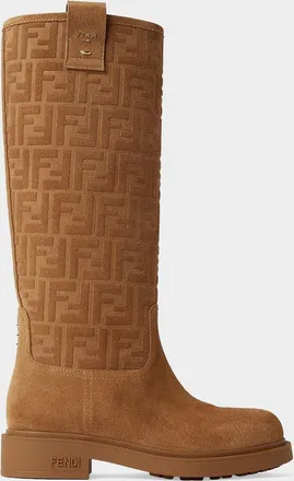 Fendi Filo Monogram Suede Knee Boots