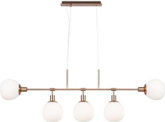 Maytoni Maytoni Erich L&aacute;mpara De Techo Colgante Moderna De Barra Dorada, 5 Luces E14, Pantalla Blanca