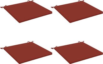 vidaXL Cojines De Asiento De 4 Piezas Soest 4 Uds. 100% Poli&eacute;ster Rojo Vidaxl