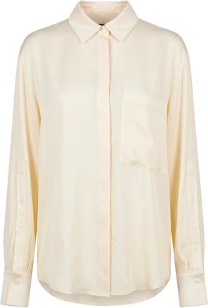 Moorer Lange Mouwen Shirt - Dames - Overhemden - Beige - XS - Katoen - Overhemden