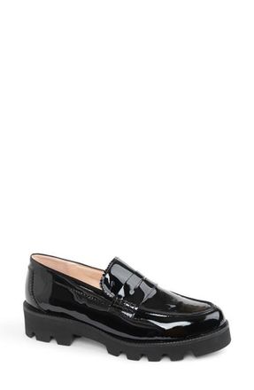 Patricia Green Vince Lug Sole Penny Loafer in Black Patent at Nordstrom, Size 8.5