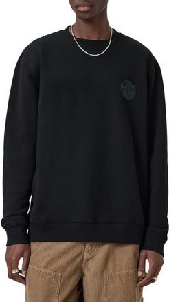 AllSaints Waved Graphic Sweatshirt in Jet Black at Nordstrom, Size Medium