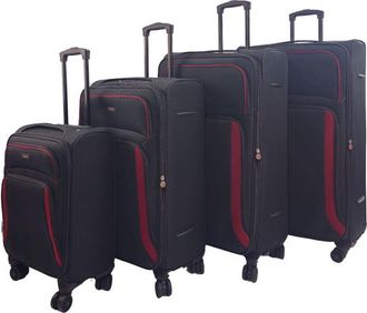 Infinity Leather Zachte 4-delige bagageset met 8 wielen en lichte reiskoffers