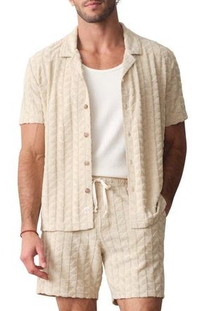 Marine Layer Leo Terry Button-Up Camp Shirt in Natural Geo at Nordstrom, Size Xx-Large