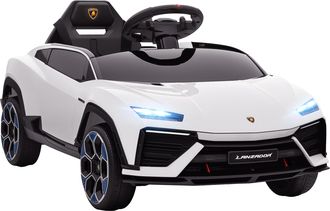 OEM Coche El&eacute;ctrico Para Ni&ntilde;os De +3 A&ntilde;os Con Licencia Lamborghini Bater&iacute;a 12v Mando A Distancia 2,4 G Motor Doble Blanco