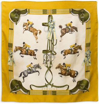 Hermès 1975 Jumping by Philippe Ledoux silk scarf - Yellow