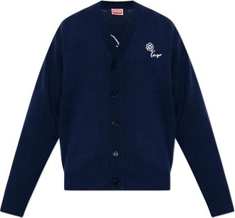 Kenzo Logo Cardigan - Heren - Vesten - Blauw - M - Katoen - Truien & Vesten
