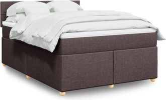 vidaXL Cama Box Spring Con Colch&oacute;n Tela Marr&oacute;n Oscuro 160x200 Cm Vidaxl