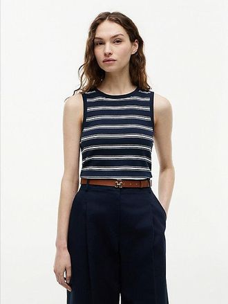 Tommy Hilfiger Camiseta sin mangas de rayas con cuello redondo
