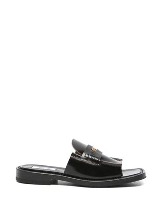 Moschino Black Silk and Nylon Open Sandals
