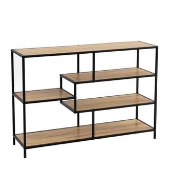 Unimasa Estanter&iacute;a de 5 estantes de acero y MDF en negro y natural