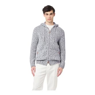 Eleventy Maglia Full Zip Cappuccio - male - Eleventy - Cardigans - Blue - 2XL - Knitwear