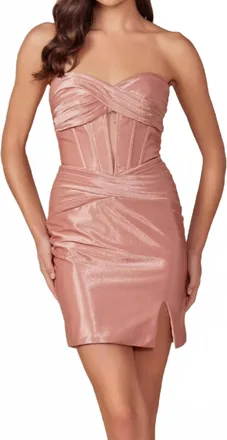 Nox Anabel Everly Strapless Fitted Homecoming Dress In Rose Gold