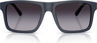 Emporio Armani 57mm Gradient Square Sunglasses in Matte Blue /Grey Gradient at Nordstrom