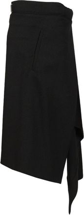 The Attico Asymmetric Wool Skirt - Black