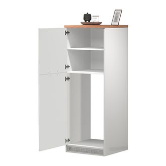 Dmora Dmora - Despensa De Cocina Plinio, Mueble Multiusos, Mueble Frigor&iacute;fico De 2 Puertas, 100% Made In Italy, 60x60h165 Cm, Blanco Brillo Y Roble, Con Emb