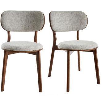 Miliboo Miliboo - Set De 2 Sillas N&oacute;rdicas De Madera Oscura Y Tejido Gris Fauvette