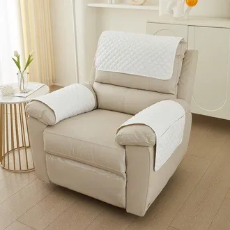OEM Funda De 3 Piezas Para Reposabrazos De Sof&aacute;, Antideslizante, Sof&aacute; (chaise Longue De 1 Plaza, Juego De 3 Piezas), Textura A Cuadros, Blanco Roto