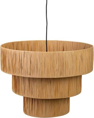 Wanderlust Deco L&aacute;mpara de techo de rafia y metal marr&oacute;n 51x51x37h cm