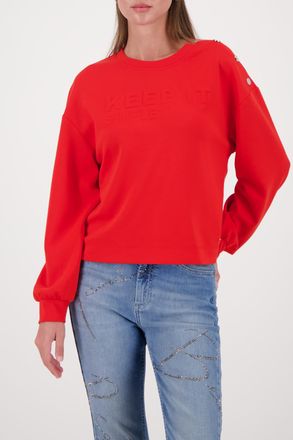 Monari Sweatshirt MONARI, Damen, Gr. 34, chilli pepper, Sweatware, Obermaterial: 55% Polyester, 38% Viskose, 7% Elasthan, unifarben, regular fit normal, Rund