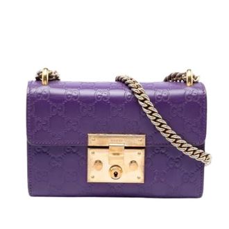 Gucci Pre-owned Leather gucci-bags - Dames - Pre-owned - Paars - Maat: ONE Size Leer