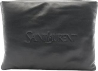Saint Laurent Pre-owned Clutch bag- Pouch - Dames - Vintage Clutch - Zwart - ONE Size - Leer - Vintage