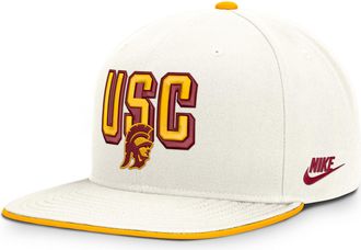 Nike USC Legacy Letter & Mascot Pro Nike Mens Dri-FIT College Adjustable Hat in White | NC120KGUSCV-207