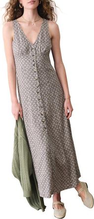 Marine Layer Camila Print Button Front Hemp Blend Maxi Dress in Navy Seashell at Nordstrom, Size X-Large