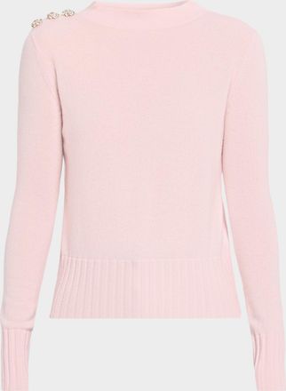 Neiman Marcus Crystal-Embellished Cashmere Mock-Neck Sweater