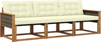 vidaXL Conjunto De Sof&aacute;s De Exterior 3 Uds. Natural Y Crema Vidaxl