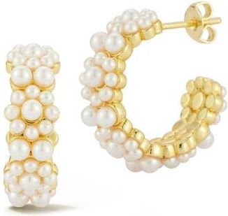 Glaze Jewelry Faux Pearl Hoop Earrings in Gold at Nordstrom Rack