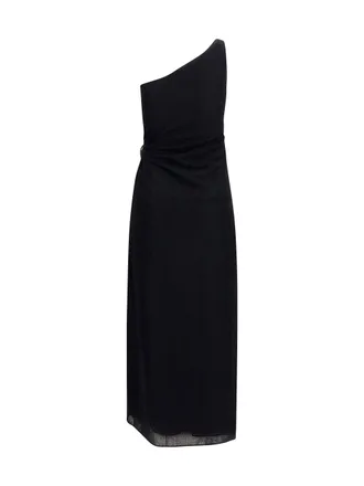 Os&eacute;ree Womens Dress Lumi&egrave;re One-Shoulder Black Polyamide