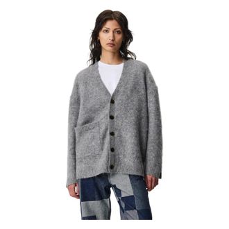 Adnym Atelier ADNYM Atelier, Cardigans, female, Gray, M, Classic V-Neck Cardigan with Big Pocket