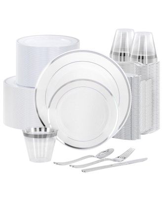 Elama 600Pc Disposable Plastic Dinnerware Party Set
